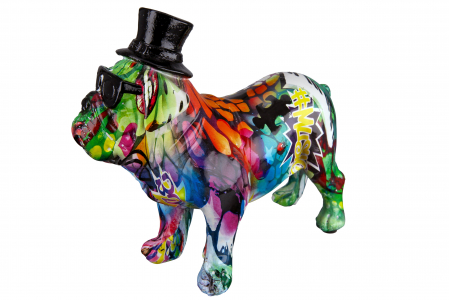 Street art - Figurina Pug Street Art, Rasina, Multicolor, 27x24x10 cm