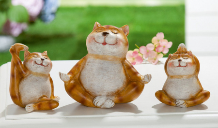 Oriental - Figurina rasina Pisica Yoga Trio set 3