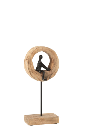 Modern - Figurina Think Ring Low, Lemn, Negru, 17.5x9x39.5 cm