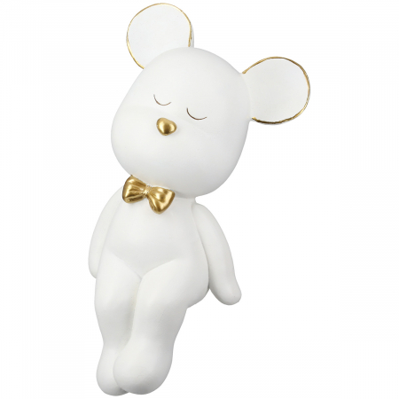 Animale - Figurină, Ursuleț, motiv muscă, Rășină sintetică, alb, PU 2, L. 11 cm, L. 14 cm, H 22 cm