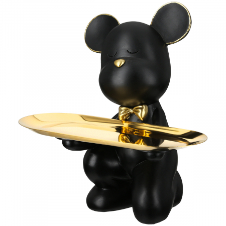 Animale - Figurină, Ursuleț, Rășină sintetică, negru, PU 2, L. 14 cm, L. 23 cm, H 24 cm