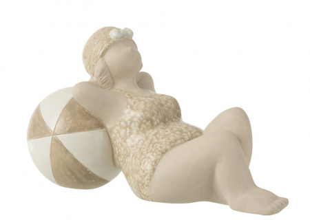 Mare si soare - Figurina Woman Bathing Suit, Ceramica, Bej, 23x10x13 cm
