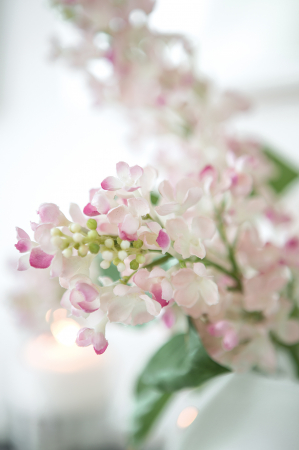 Plante artificiale si uscate - Floare artificiala Liliac, Fibre artificiale, Roz deschis, 39 cm