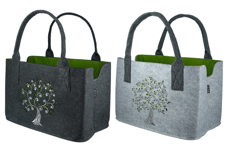 Genti - Geanta, dreptunghiulara, "Baum", Fetru, gri deschis, gri inchis, PU 2, 2 asortate, L. 25 cm, l. 40 cm, H 26 cm