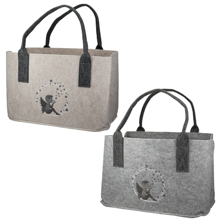 Genti - Geanta, dreptunghiulara, "Engelszauber", motiv stea, fetru, bej, gri deschis, PU 4, 2 asortate, L. 20 cm, l. 40 cm, H 26 cm