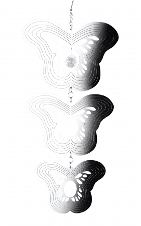 Clopotei de vant si ghirlande - Ghirlanda Butterfly, otel, argintiu, 17x36x2 cm