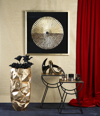 Ghivece si suporturi de flori - Ghiveci Big Nugget, fibra de sticla, auriu, 70x35 cm