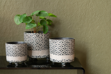 Ghivece si suporturi de flori - Ghiveci, Ceramica, Gri, 13x13x12