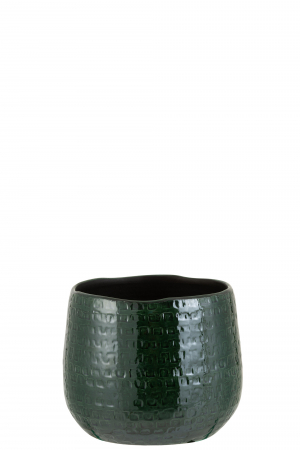 Ghivece si suporturi de flori - Ghiveci, Ceramica, Verde, 18x18x18.5 cm