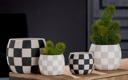 Ghivece si suporturi de flori - Ghiveci, CHESS, ciment, 10X12.5 cm set 2