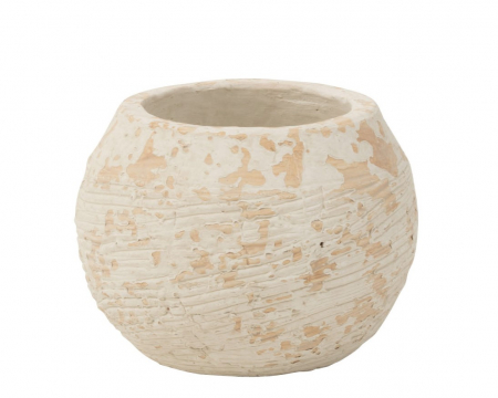 Ghivece si suporturi de flori - Ghiveci, Ciment, Bej, 17x17x13 cm