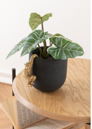 Ghivece si suporturi de flori - Ghiveci maimuta, Ciment, Negru, 11x11x11