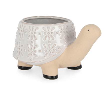 Ghivece si suporturi de flori - Ghiveci Dalyan, Alb, Broască-țestoasă H14