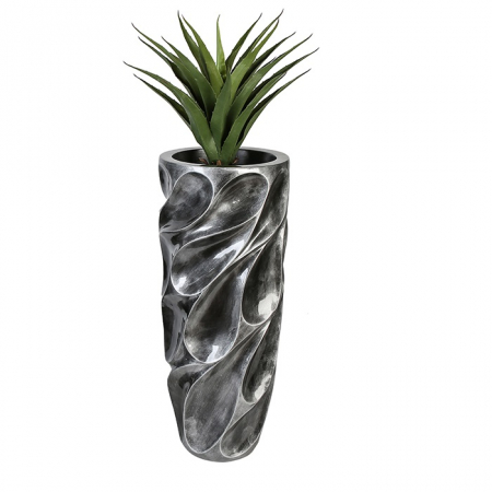 Vaze si boluri - Ghiveci Drop, fibra de sticla, argintiu, 90x369 cm