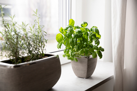 Ghivece si suporturi de flori - Ghiveci Endra, Ceramica, Maro deschis/Argintiu, 11x12.5x11 cm