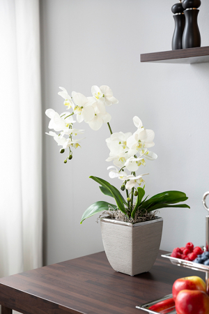 Ghivece si suporturi de flori - Ghiveci Endra, Ceramica, Maro deschis/Argintiu, 14x16.5x14 cm