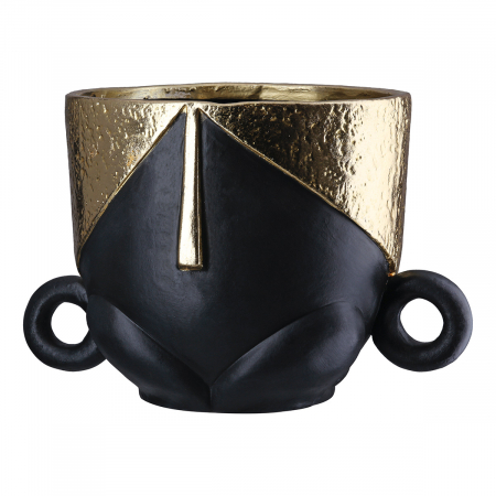 Vaze si boluri - Ghiveci, Față, Motiv față, Ceramică, negru, PU 2, L. 20 cm, L. 17 cm, H 17 cm