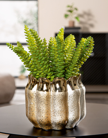 Vaze si boluri - Ghiveci, „Granato”, Ceramica, auriu, PU 4, H 13,5 cm, A. 15,5 cm