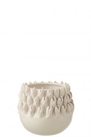 Ghivece si suporturi de flori - Ghiveci Ibiza, Ceramica, Alb, 15.5x15.5x14.5 cm