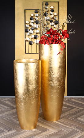 Ghivece si suporturi de flori - Suport ghiveci KONUS, compozit, auriu, 92x36 cm