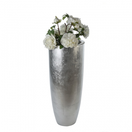Ghivece si suporturi de flori - Suport ghiveci Konus, rasina/fibra de sticla, argintiu, 92x36 cm