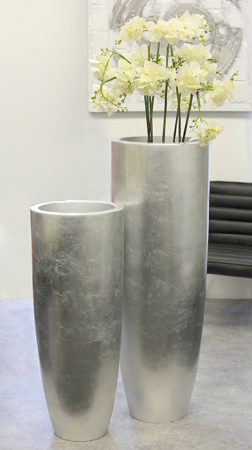 Ghivece si suporturi de flori - Suport ghiveci Konus, rasina/fibra de sticla, argintiu, 115x40 cm