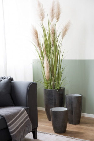 Ghivece si suporturi de flori pentru exterior - Ghiveci Melua, Portelan, Gri/Argintiu, 23X19 cm