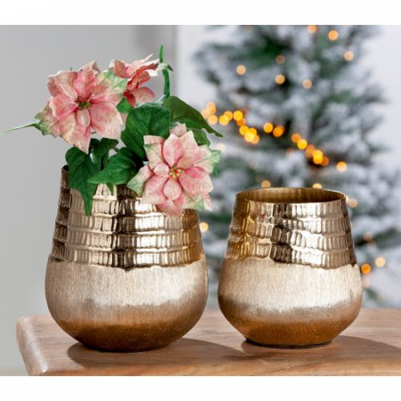 Ghivece si suporturi de flori - Ghiveci Trento, Aluminiu, Auriu, 20x17,5 cm