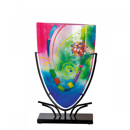 Arta sticlei - Glasart, Vaza, ovala, Cool, Sticla, albastru, roz, PU 1, L. 10,5 cm, L. 30 cm, H. 49 cm