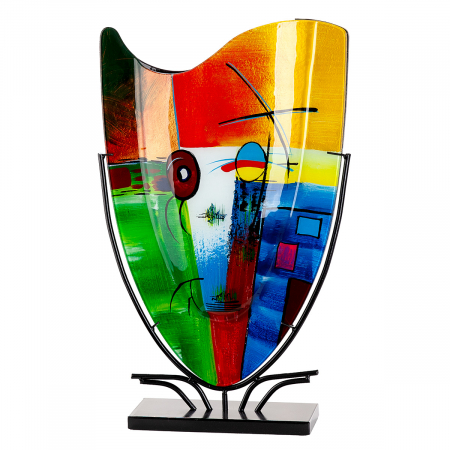 Arta sticlei - Glass Art, Vază, dreptunghiulară, Sticlă, multicoloră, PU 1, L. 11 cm, L. 35 cm, H 57 cm