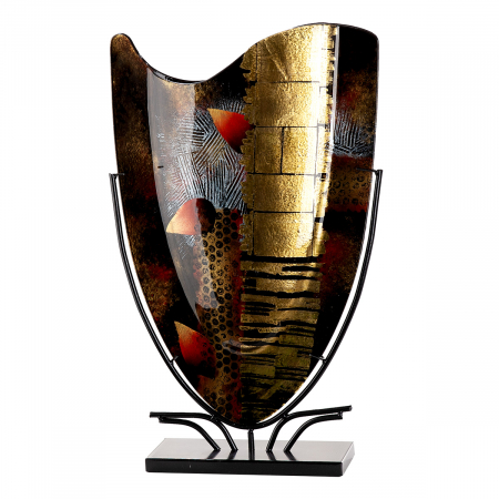 Arta sticlei - Glass Art, Vază, dreptunghiulară, Sticlă, neagră, PU 1, L. 11 cm, L. 35 cm, H 57 cm