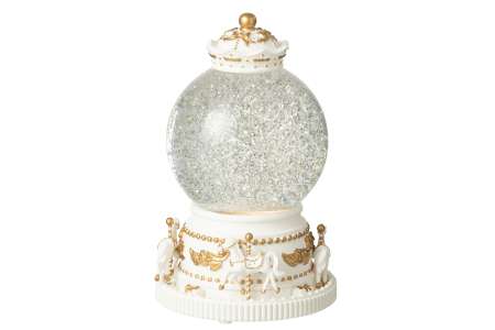 Plante artificiale si uscate - Glob cu apa, Carusel cai, plastic Alb/auriu