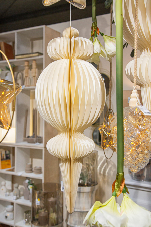 IN STOC - Glob decorativ, Geometric, "Fagure de miere", Hartie, crem, PU 1, H 96,5 cm, A. 36 cm