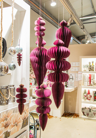 IN STOC - Glob decorativ, Geometric, "Fagure de miere", Hartie, magenta, PU 2, H 72 cm, A. 25,5 cm