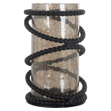 Richmond Decoration - Suport lumanare Edison, Sticla/Aluminiu, Maro/Negru, 31x20x20 cm