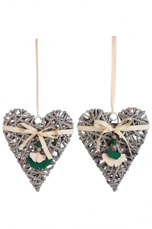 Clopotei de vant si ghirlande - Inima de salcie cu agatatoare Ginkgo Set 2