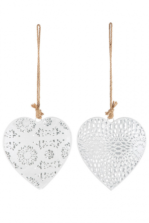 Clopotei de vant si ghirlande - Inima metalica Blanc Set 2