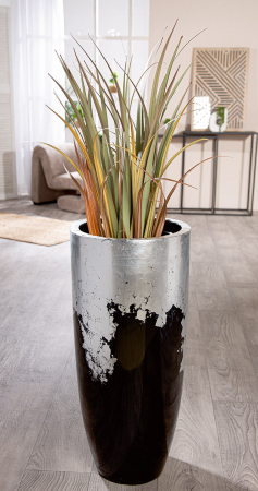 Ghivece si suporturi de flori - Suport ghiveci Konus, Fibră de sticlă, negru, argintiu, PU 1, H. 80 cm, D. 36 cm