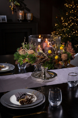 Farfurii - LAMONTE, Farfurie deco cu picior, nichel, h.18,8, d.30,5 cm