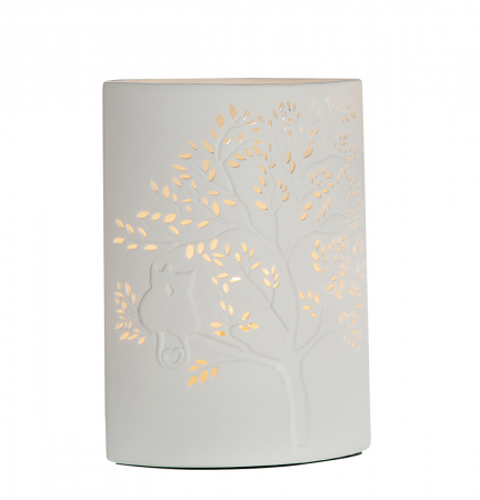 Veioze - Lamp Tree/Cat, portelan, alb, 16x20x9,5 cm