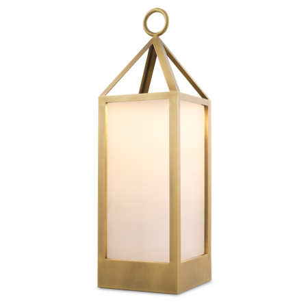 Felinare si suporturi pentru lumanari exterior - Lampa de exterior Riserva L cu finisaj alama antica, sticla alba |L. 26 | W. 26 | H. 86 cm 