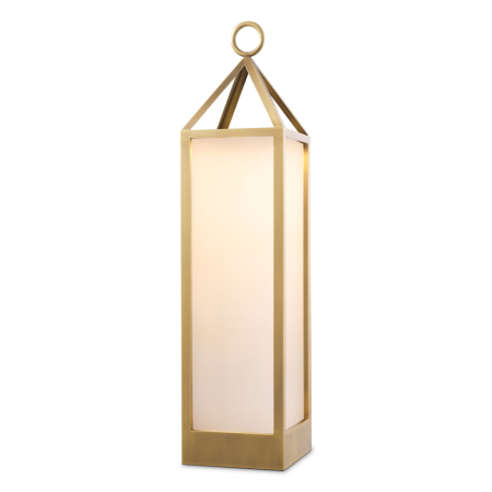 Felinare si suporturi pentru lumanari exterior - Lampa de exterior Riserva XL cu finisaj alama antica, sticla alba |L. 26 | W. 26 | H. 110 cm 
