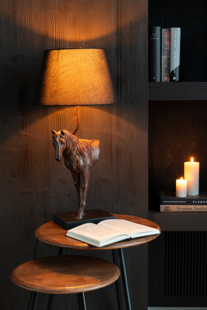 IN STOC - Lampa de masa, Cal, polirasina, maro inchis