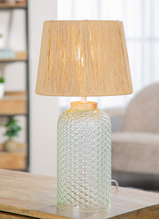 Veioze - Lampă de masă, cilindrică, Alveare, Sticlă, verde, PU 1, H. 48 cm, D. 28 cm