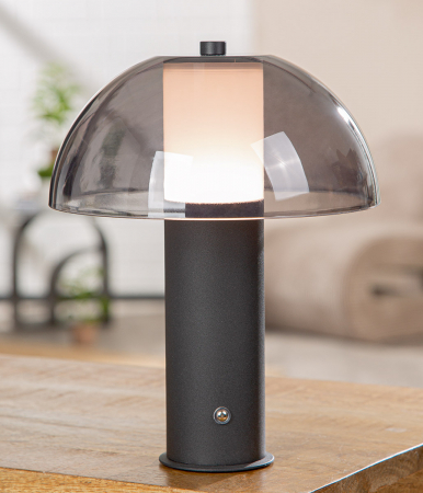 Veioze - Lampă de masă (LED), Ciupercă, "Triest", Metal, negru, PU 1, H 25 cm, D 20 cm