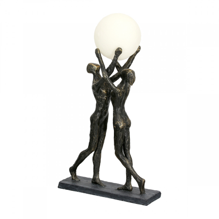 Veioze - Lampa de masa (LED), hold the light, Motiv cuplu, Polyresin, bronz, PU 1, L. 8 cm, L. 26 cm, H. 47 cm
