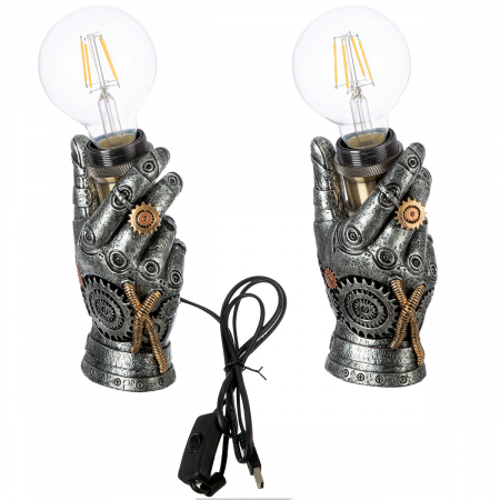 Veioze - Lampă de masă (LED), Mână, Steampunk hand, Polyresin, alb, PU 2, L. 7 cm, L. 10 cm, H. 17,5 cm