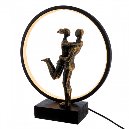 Veioze - Lampă de masă (LED), rotundă, Happy Reunion, Motiv cuplu, Polirășină, negru, bronz, PU 1, L. 10 cm, L. 30 cm, H. 34,5 cm