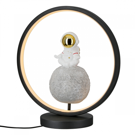 Veioze - Lampă de masă (LED), rotundă, Juno, motiv Astronaut, Polyresin, negru, alb, PU 1, L. 15 cm, L. 30,5 cm, H. 33 cm