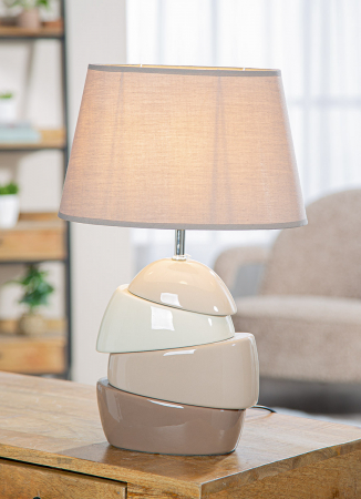 Veioze - Lampa de masa, rotunda, Semiasse, Ceramica, maro, PU 1, L. 20 cm, L. 31,5 cm, H. 48 cm